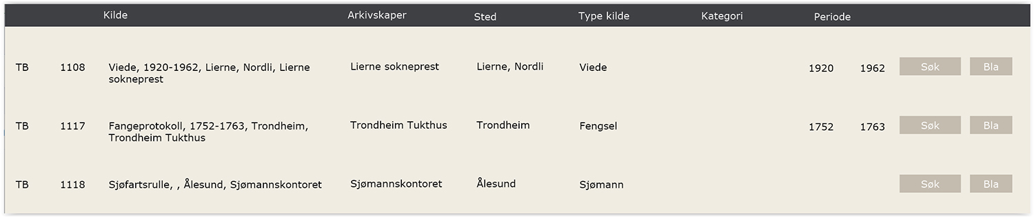 Kildeliste med bla-knapp