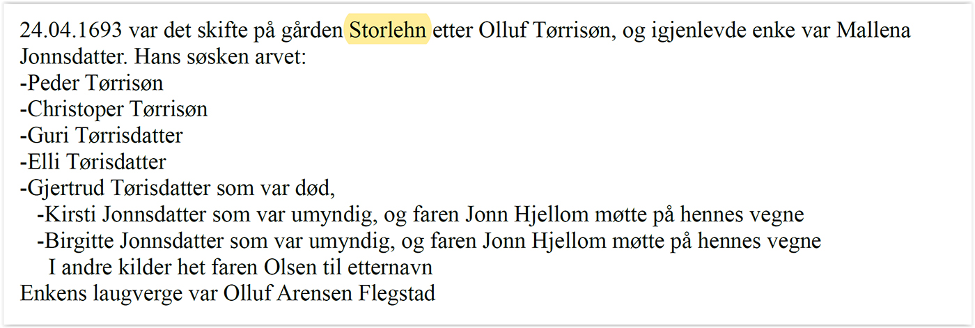 Skifte Frosta 1693